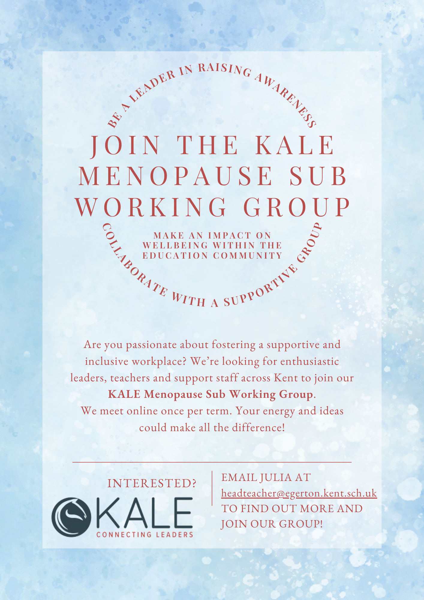 KALE Menopause Sub Working Group - poster to join us